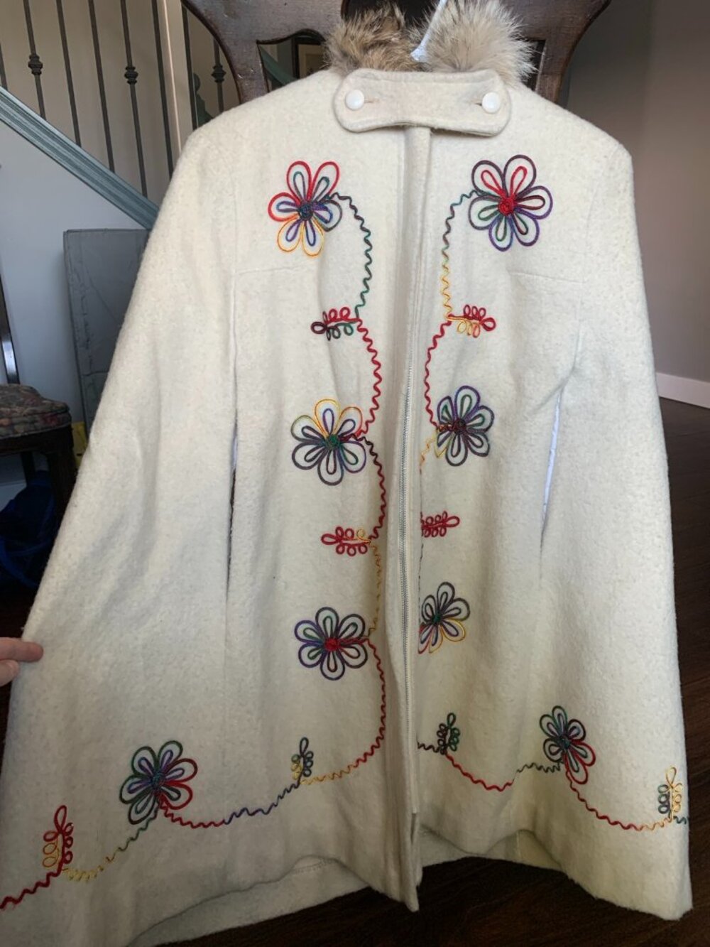 Vintage Niccolini poncho with fur hood